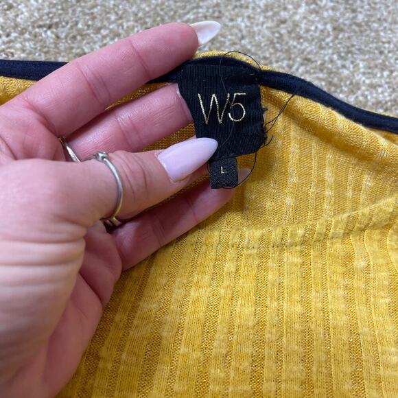 WF Top blouse Mustard yellow puff poof sleeve lightweight sweater ribbed Girls L - Picture 7 of 9